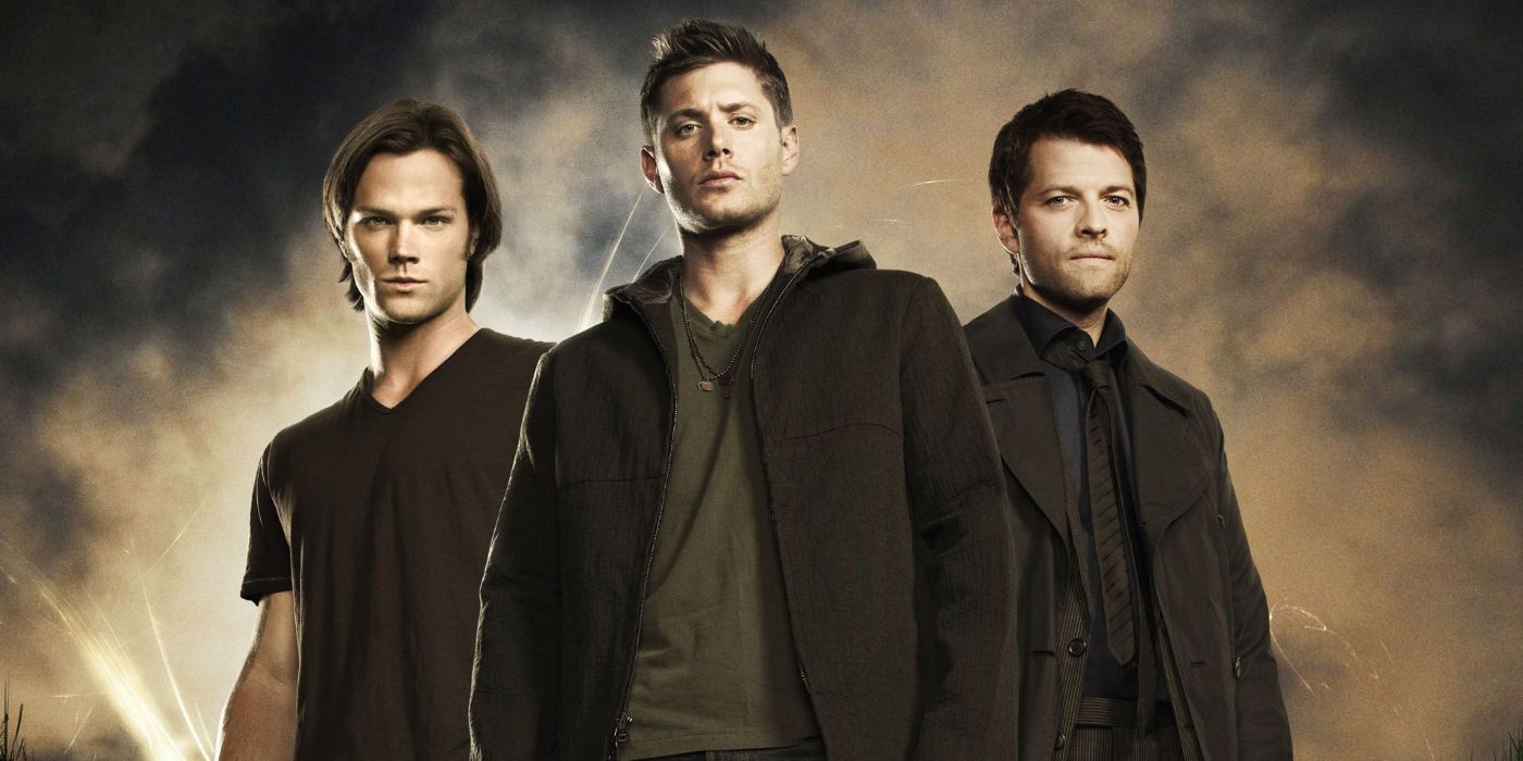 Sam, Dean, and Castiel in a poster for Supernatural