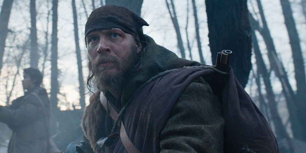 John Fitzgerald in the woods in The Revenant