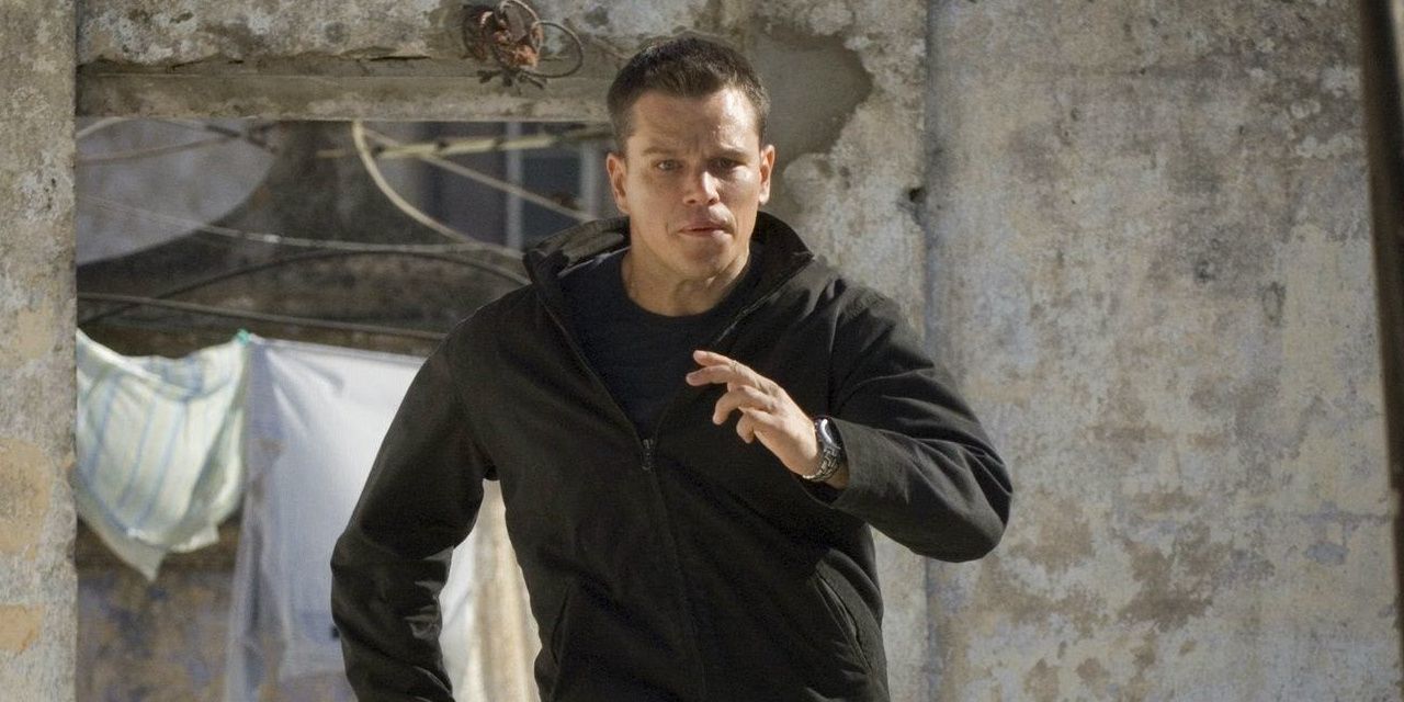 Jason Bourne running on a rooftop in The Bourne Ultimatum