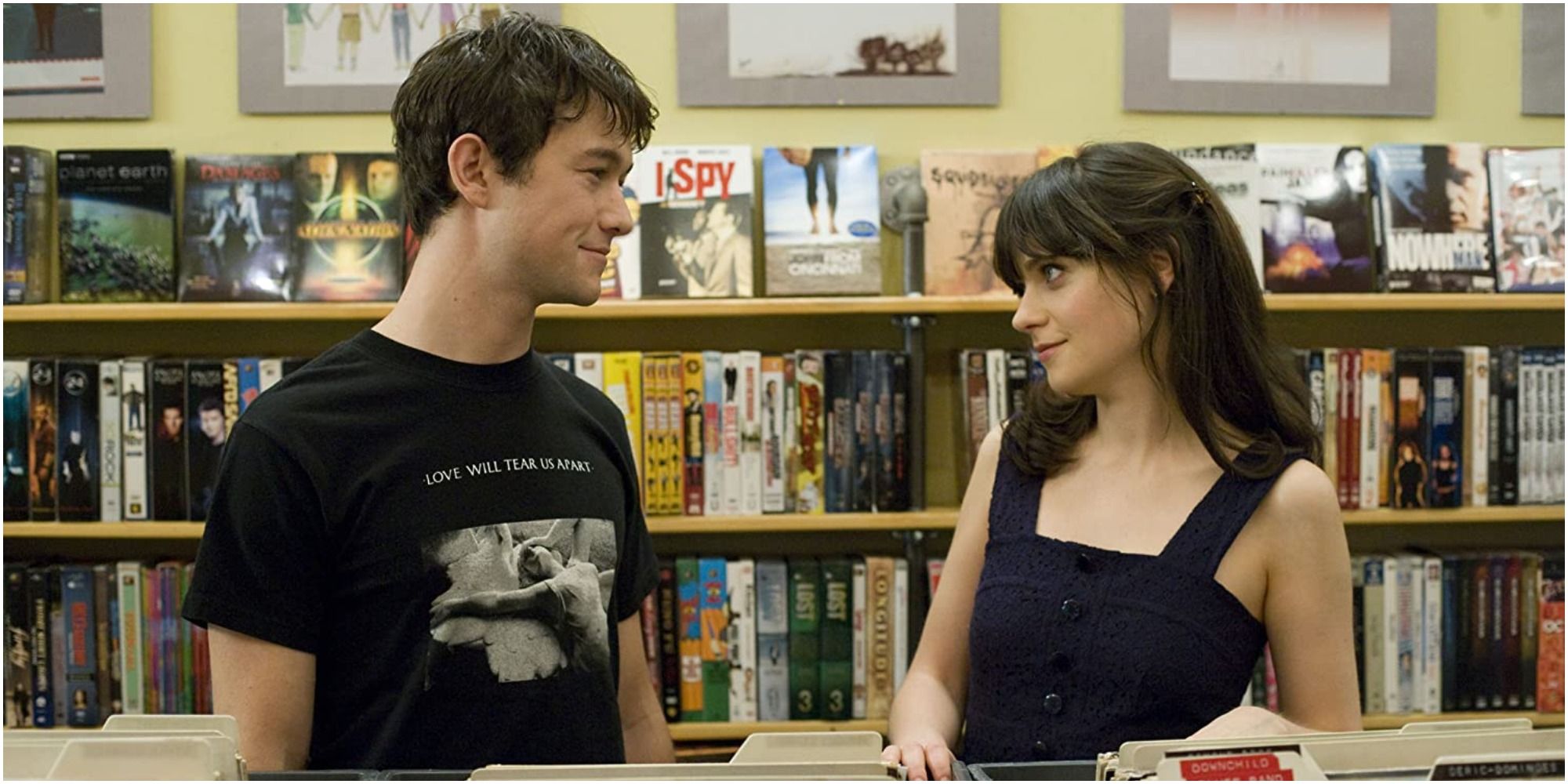 Tom and Summer meet in the record shop in (500) Days of Summer.