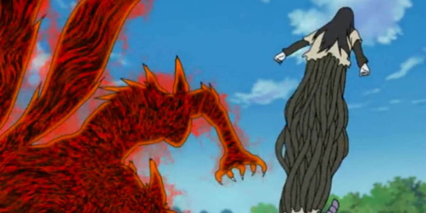 Naruto in his tailed beast form versus Orochimaru