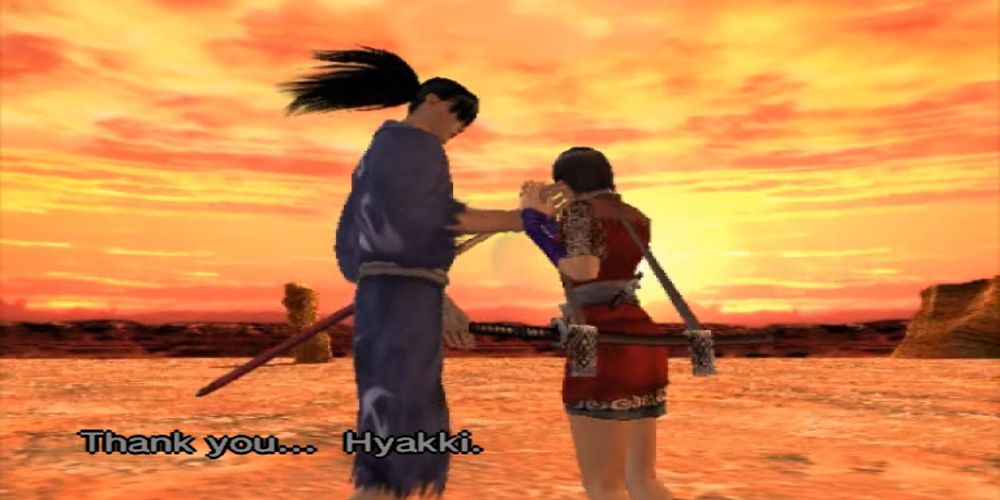 Saying thank you to Hyakki in Blood Will Tell