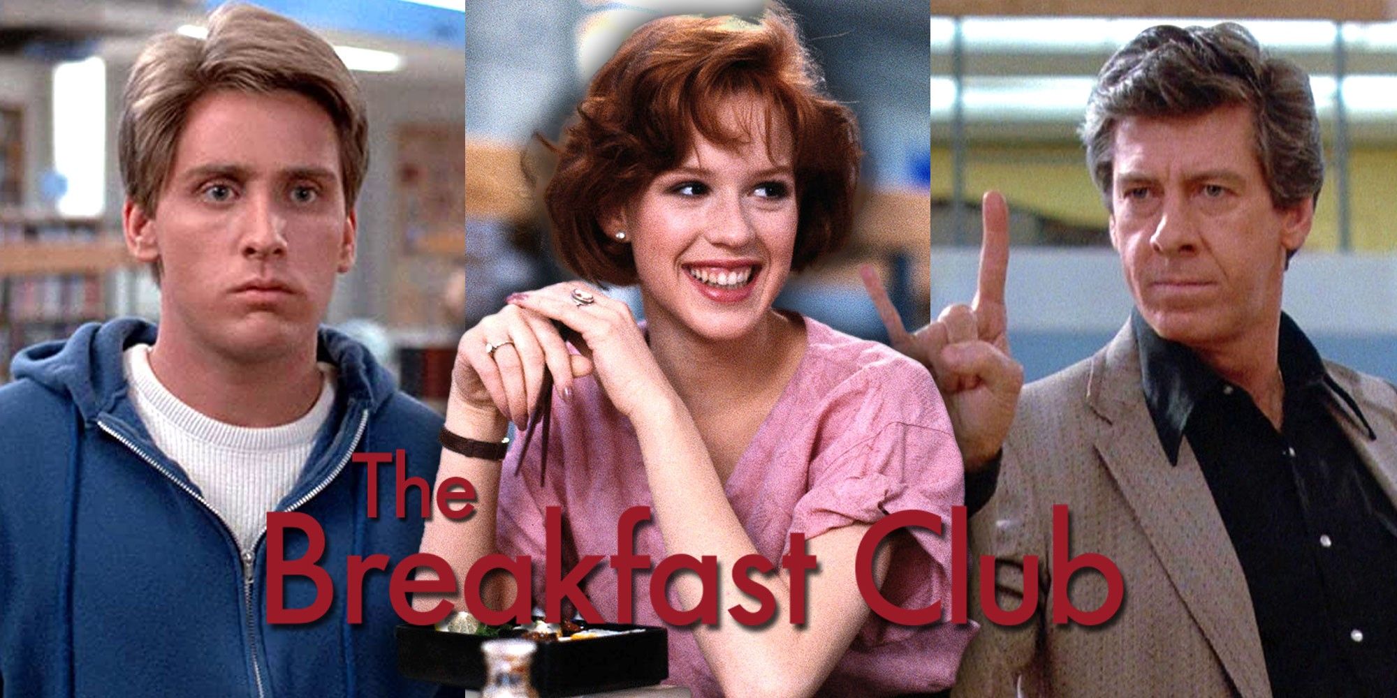 A split image features Andy, Claire, and Vernon in The Breakfast Club