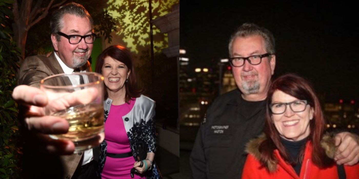 A split image of Kate Flannery And Chris Haston from The Office