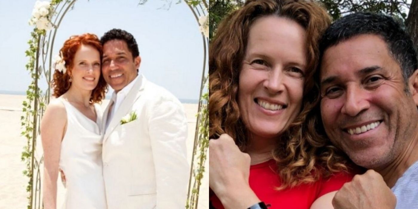 A split image of Oscar Nunez And Ursula Whittaker from The Office