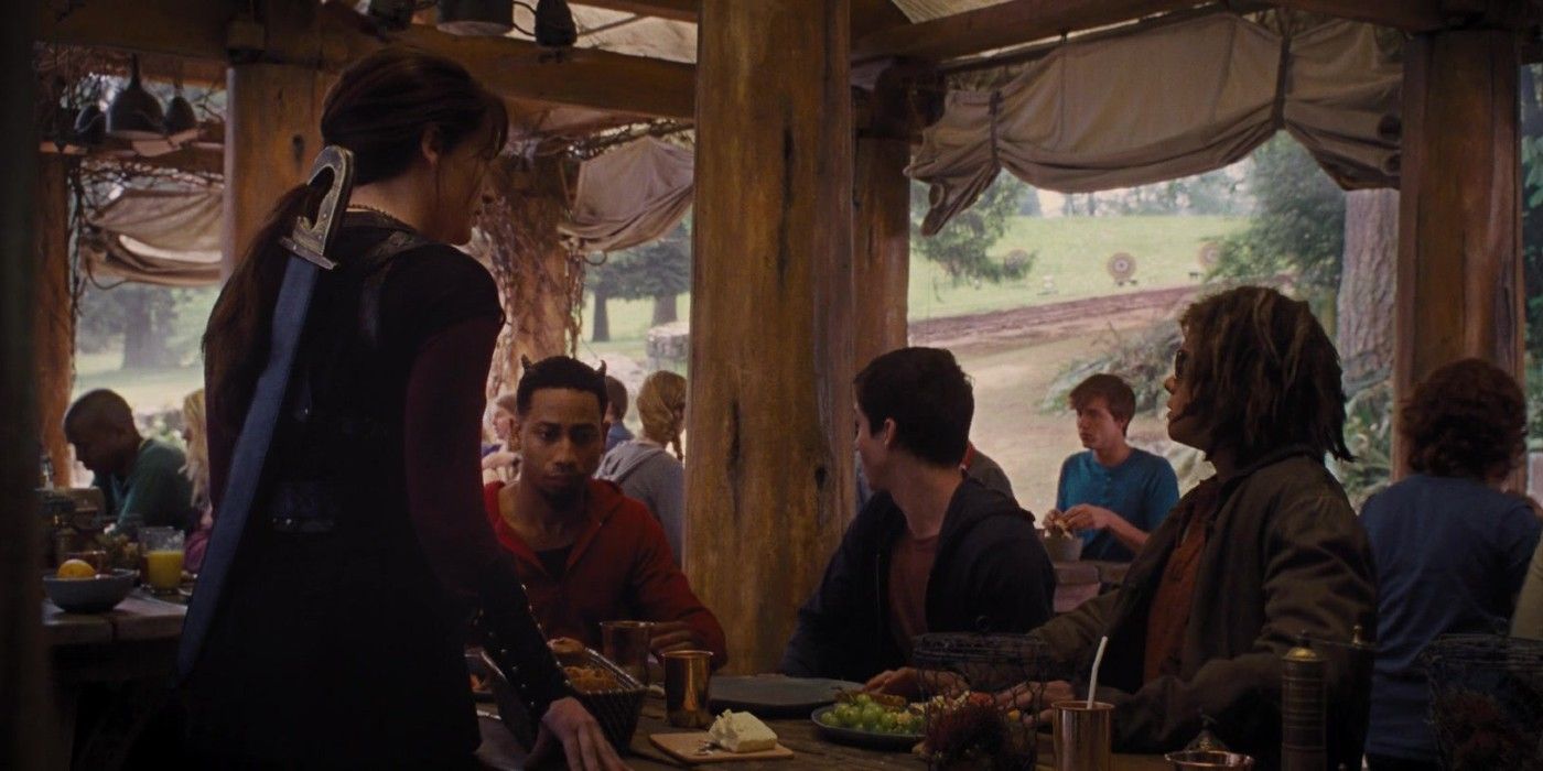 Camp Half blood with Cyclops, Grover, Clarisse and Percy