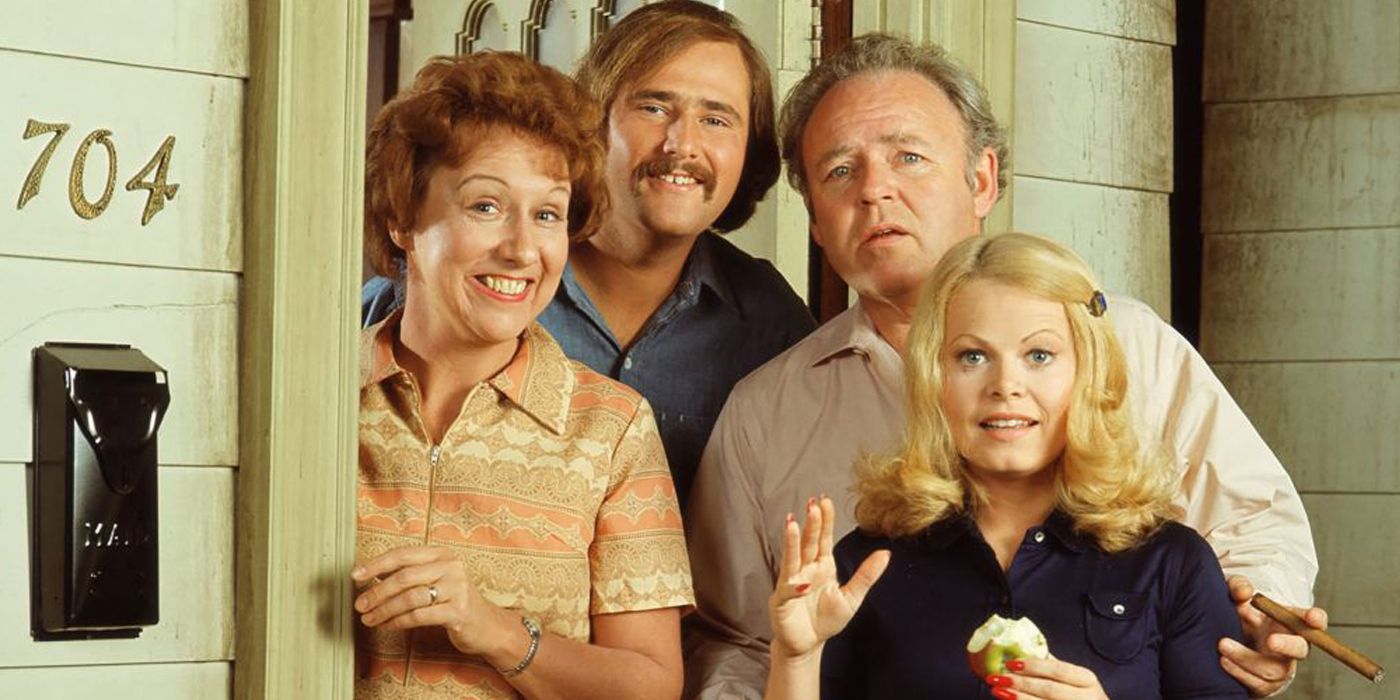 The cast of All in the Family poses for a promotional image 