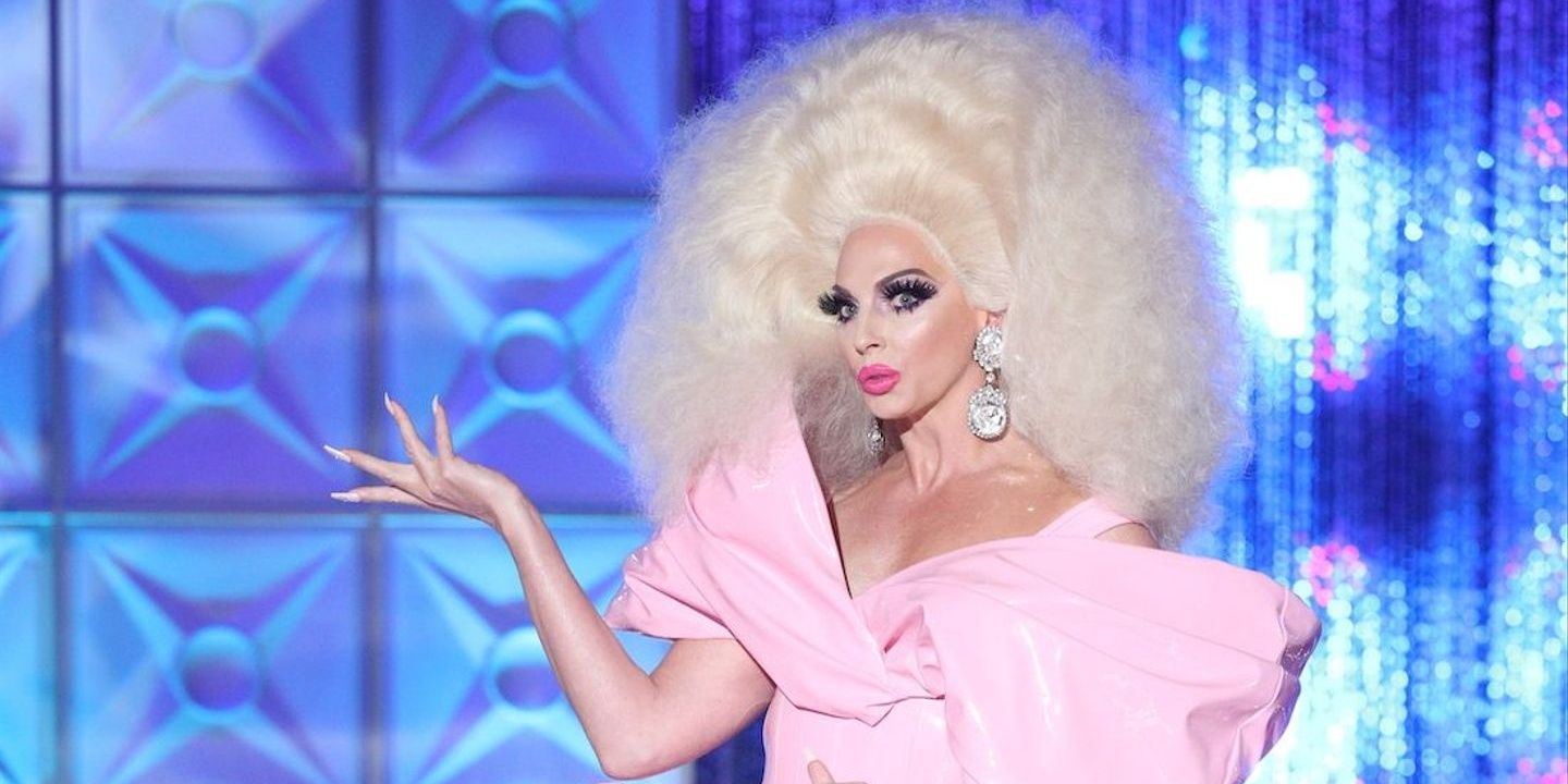 Alyssa Edwards poses with her hand on the main stage in RuPaul's Secret Celebrity Drag Race.