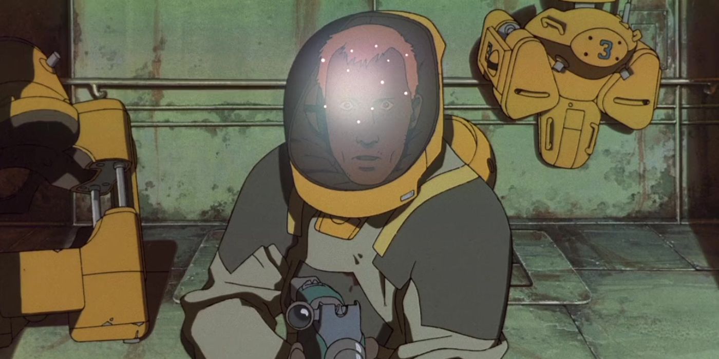 An astronaut holding a gun in Magnetic Rose (1995).