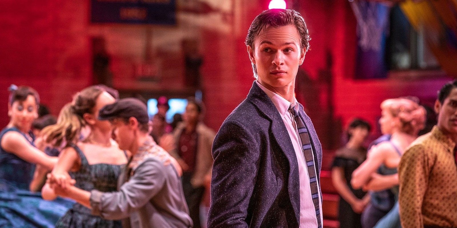 Ansel Elgort at the gym dance in West Side Story 2020