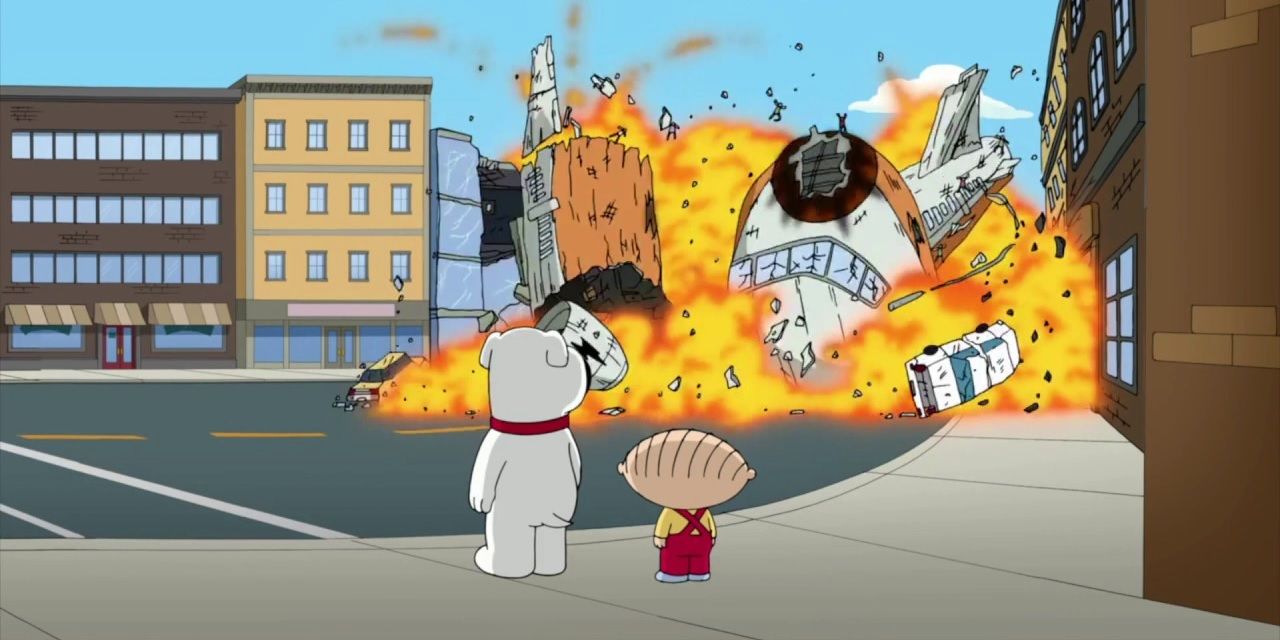 Brian and Stewie Watch a Reverse Plane Crash