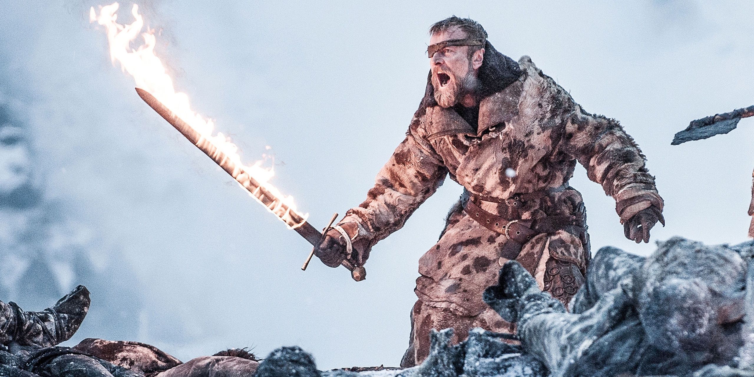 Beric Dondarrion with a flaming sword in Game of Thrones