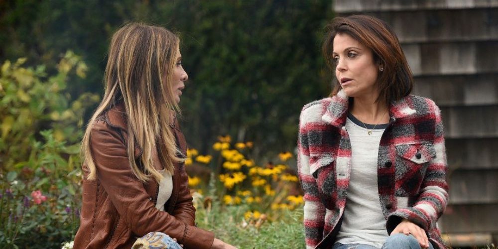 Carole and Bethenny talking outside in the Berkshires on RHONY