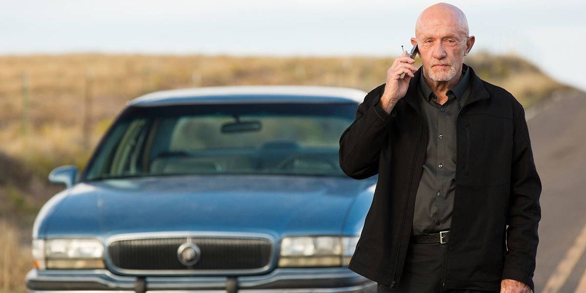 Mike on the phone, by his car in Better Call Saul