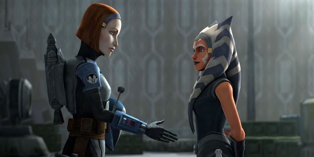 Bo-Katan and Ahsoka Tano on Madalore in the Clone Wars