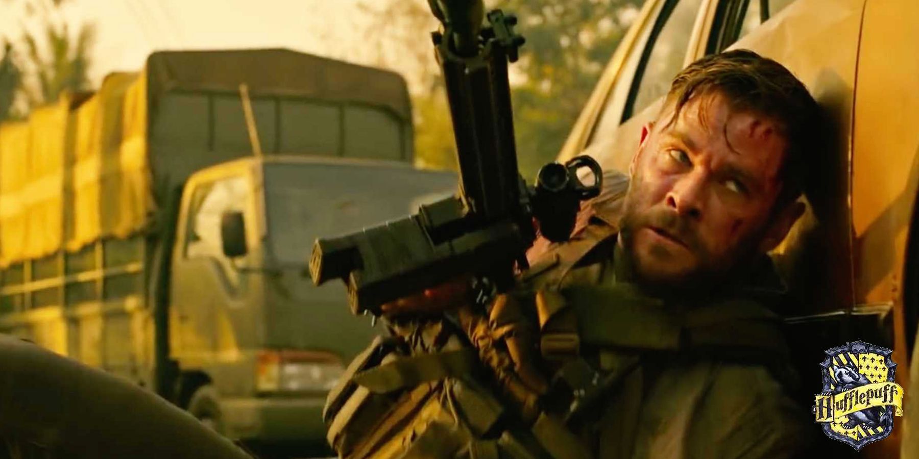 Chris Hemsworth As Tyler Rake In Extraction Hufflepuff