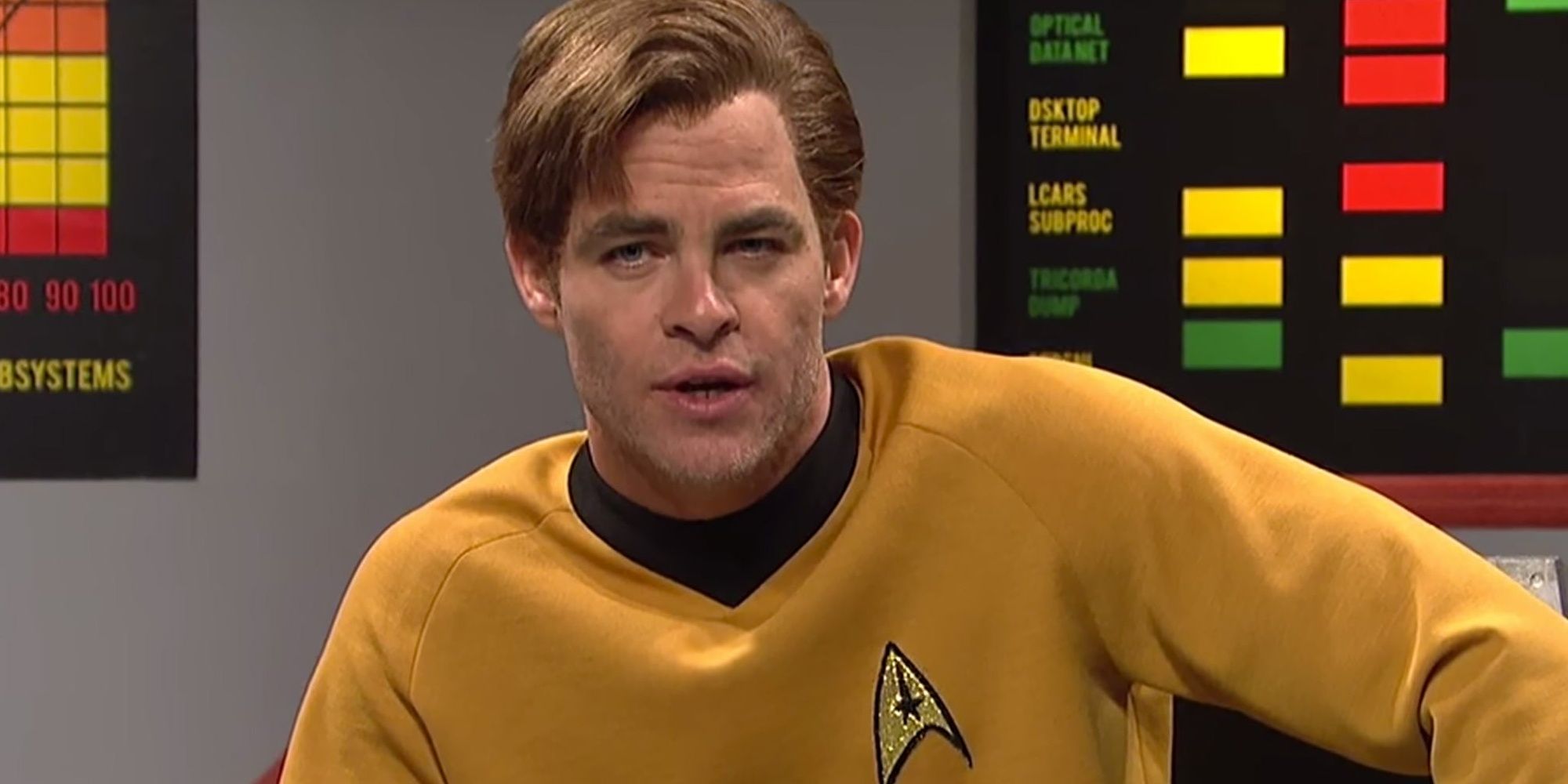Chris Pine appears as Captain Kirk on SNL