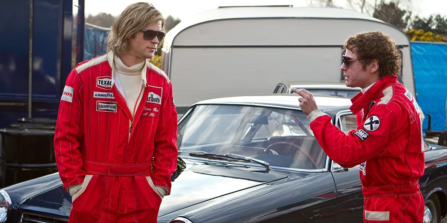 Daniel Bruehl and Chris Hemsworth in Rush