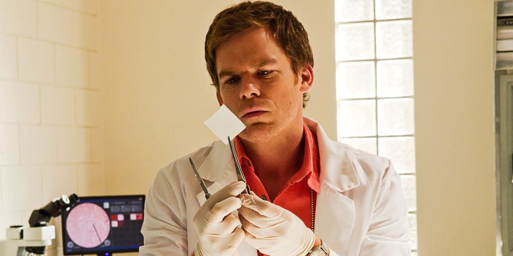 Dexter Morgan holding a forensic sample in Dexter