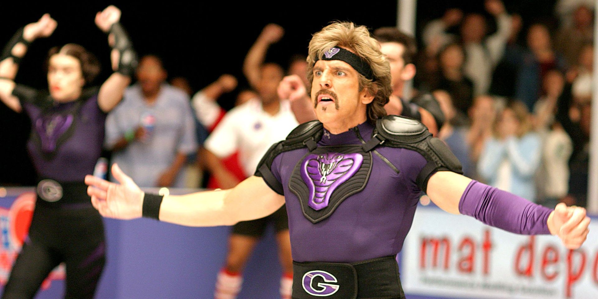 Ben Stiller on the dodgeball court in Dodgeball