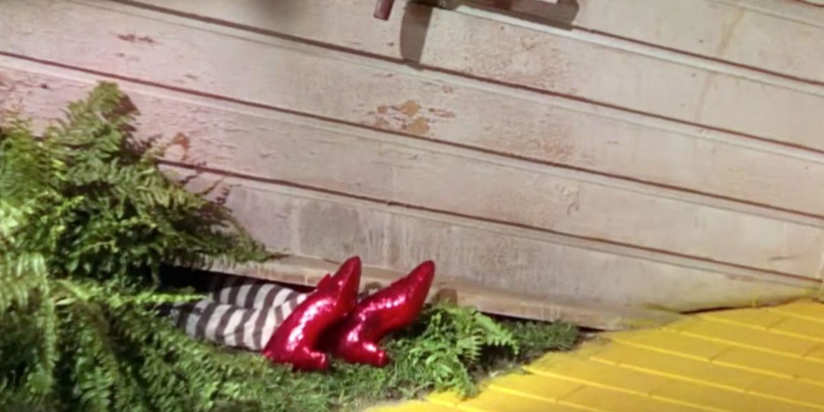 Wicked Witch of the East is flattened by a house in Wizard of Oz