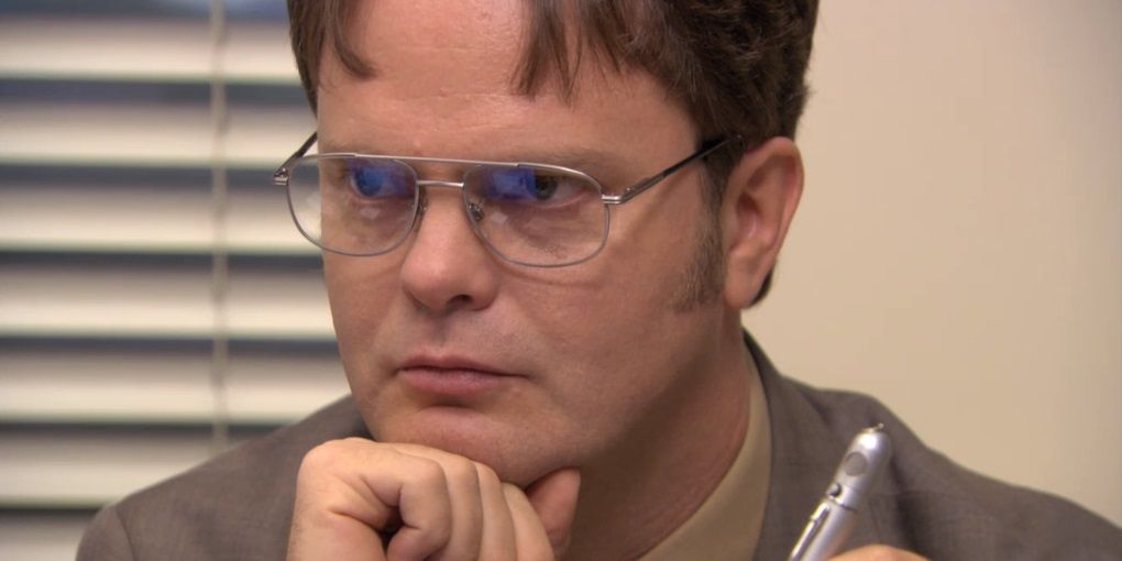 Dwight spying on Jim in The Office