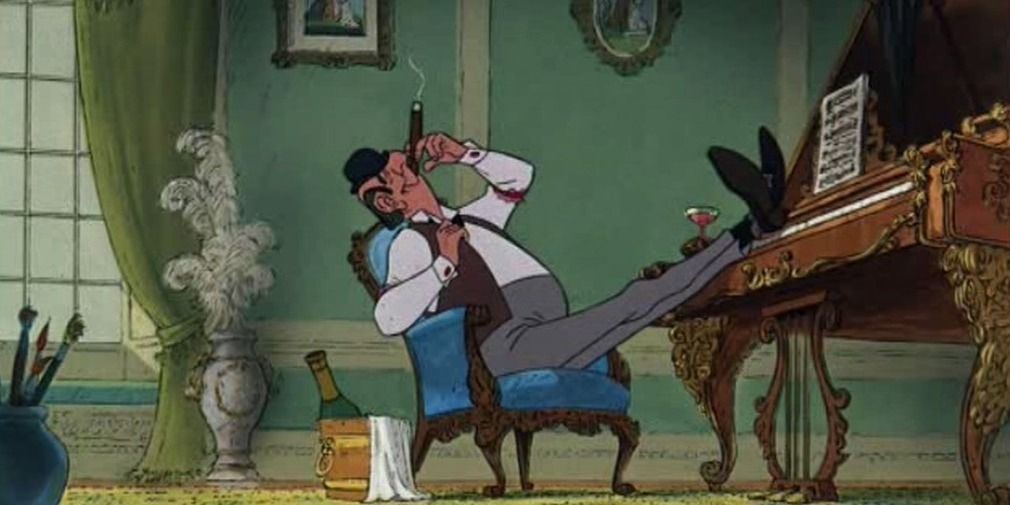 Edgar Balthazar The Aristocats, enjoying some champagne at the piano