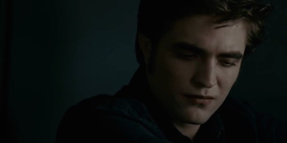 Edward looking sad and pensive as he's in the tent with Jacob and Bella in Eclipse