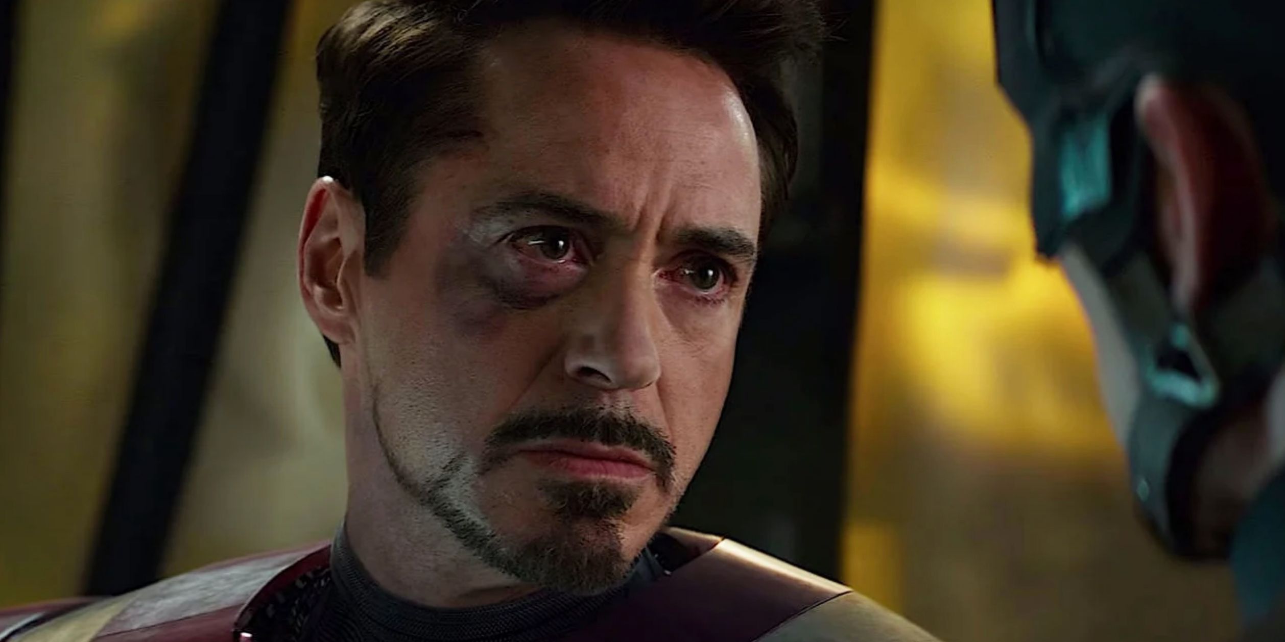 Tony looking angry at Steve Rogers in Captain America: Civil War