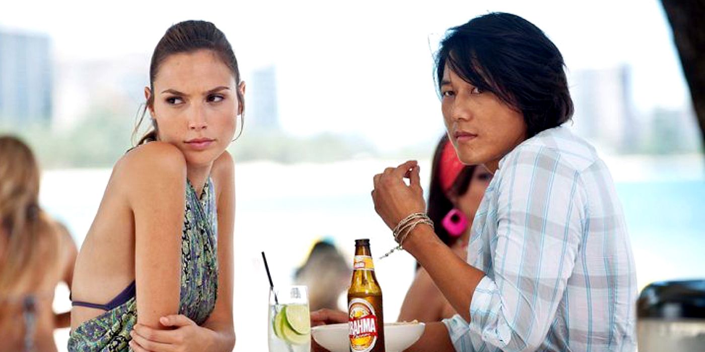 Gisele and Han drink at a bar in Fast Five 