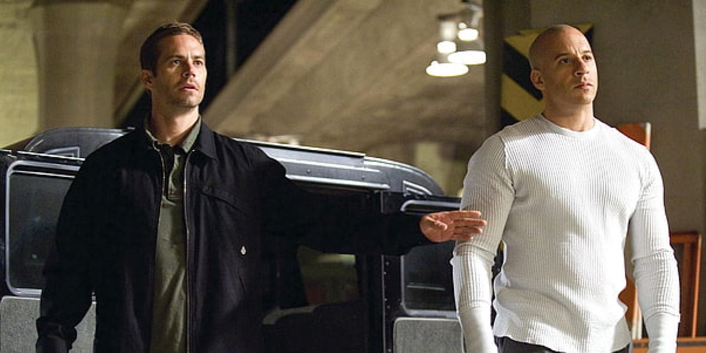 Brian and Dom standing side by side in Fast and Furious.
