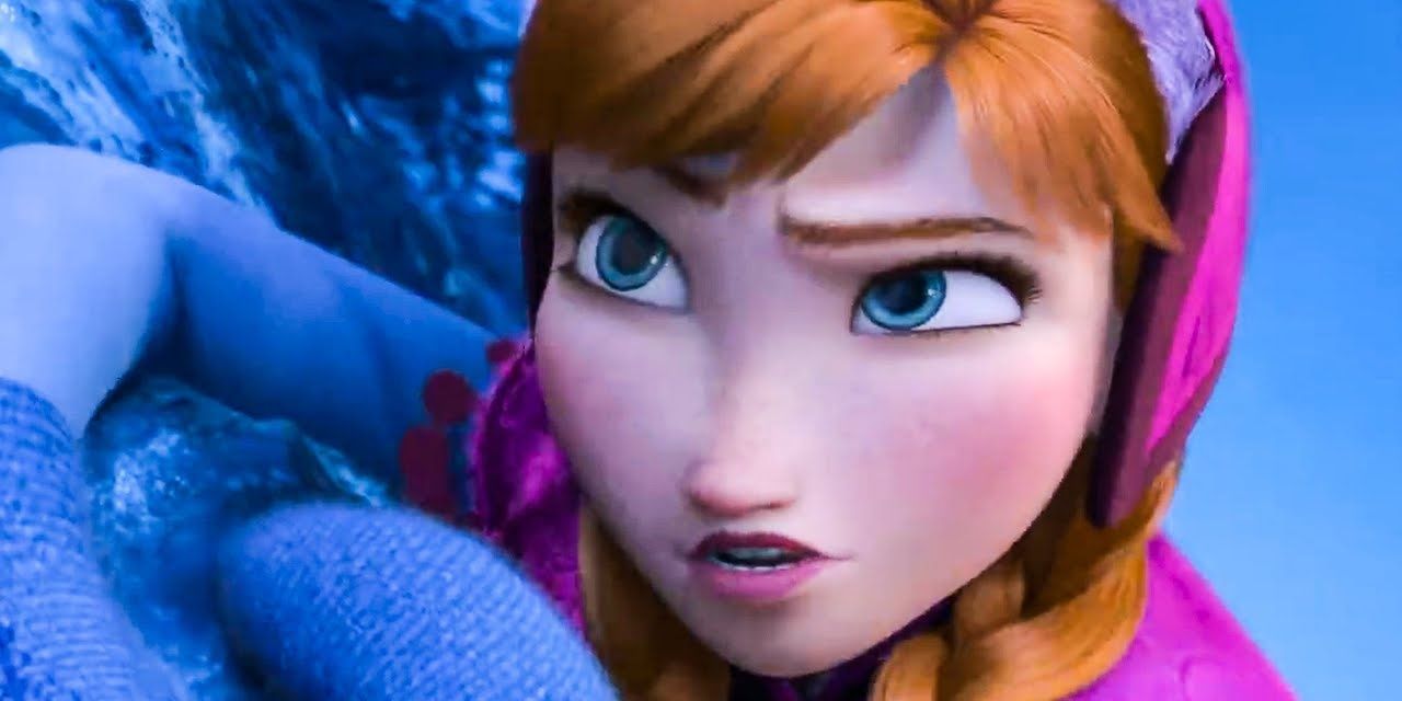 A close up shot of a cold Anna outside in Frozen