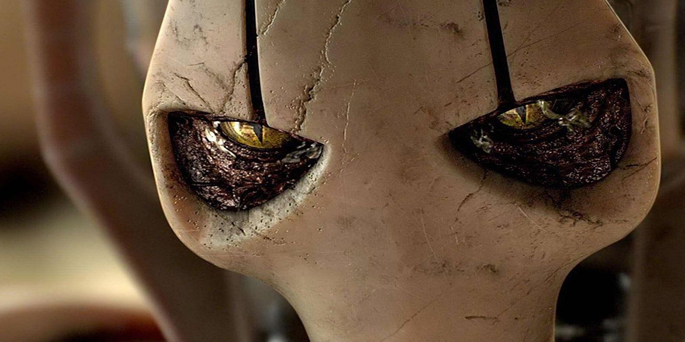 A close up shot of General Grievous' eyes in Star Wars