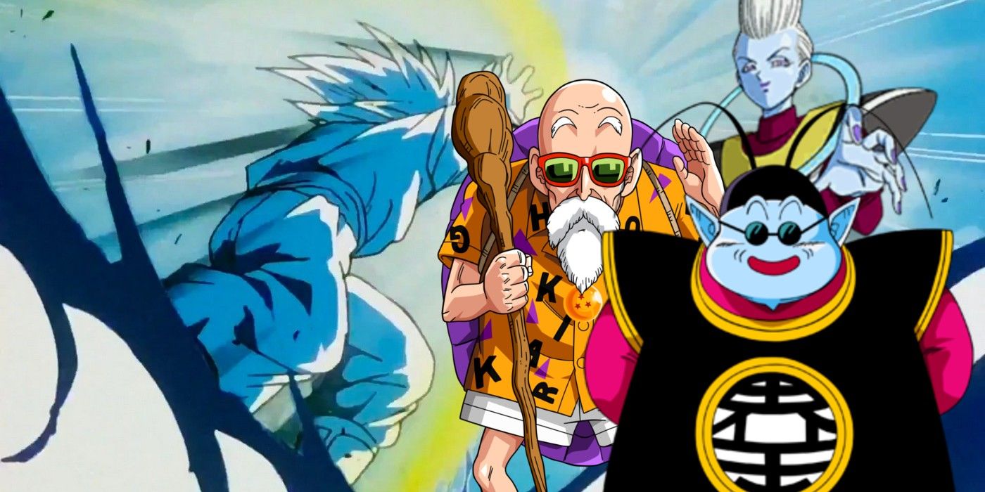 Goku, King Kai, Roshi and Whis in Dragon Ball