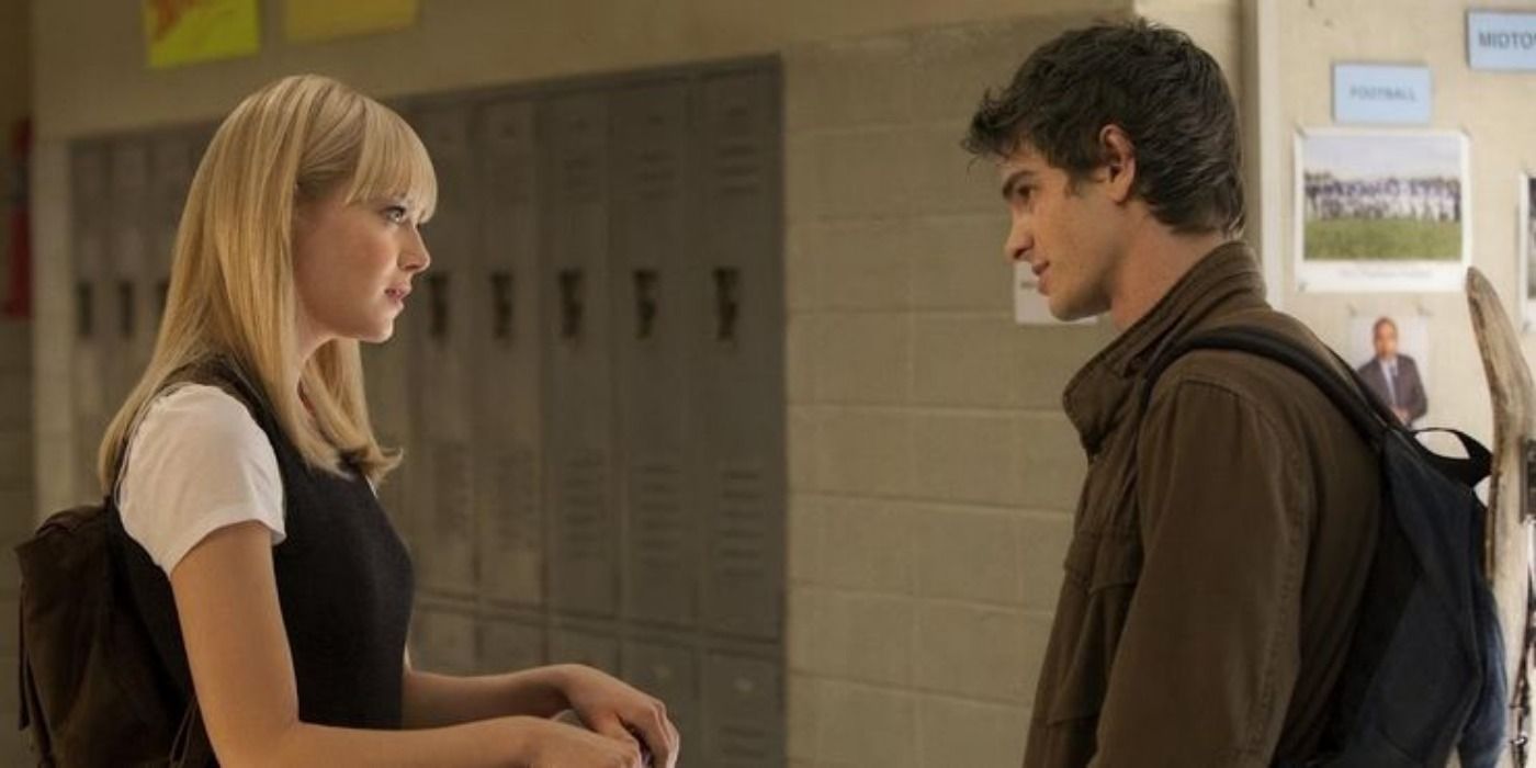 Gwen Stacy talking to Peter Parker.