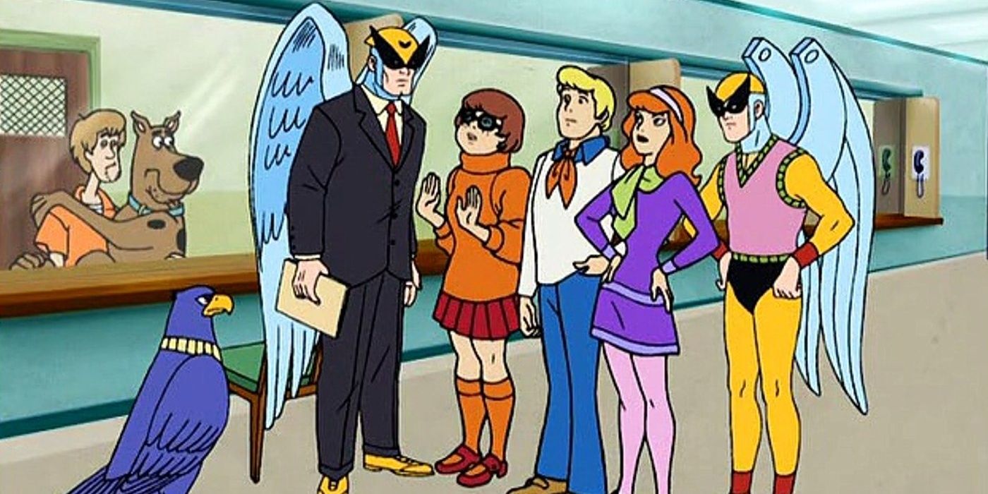 The Scooby-Doo gang meeting Harvey Birdman in a crossover