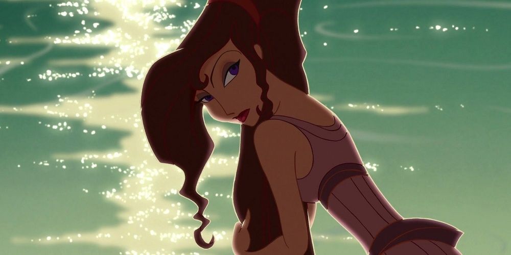 Megara standing by the water, introducing herself to Hercules