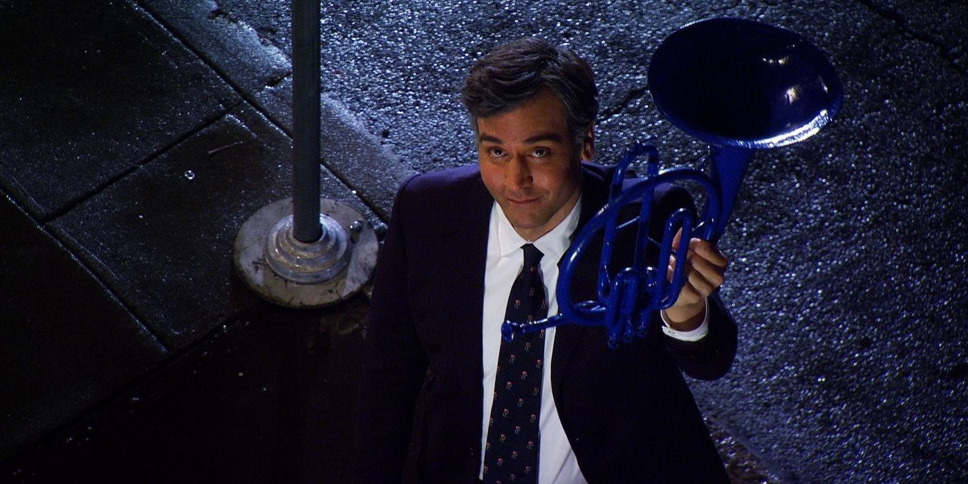Ted Holding Up the Blue French Horn in How I Met Your Mother
