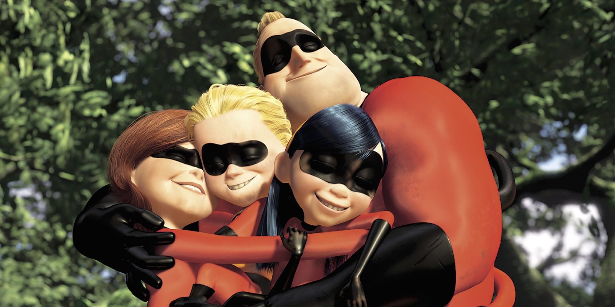 The Incredibles family hugging