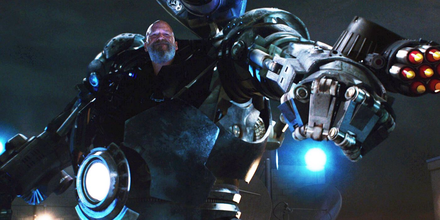 Obadiah Stane in the Iron Monger machine in Iron Man