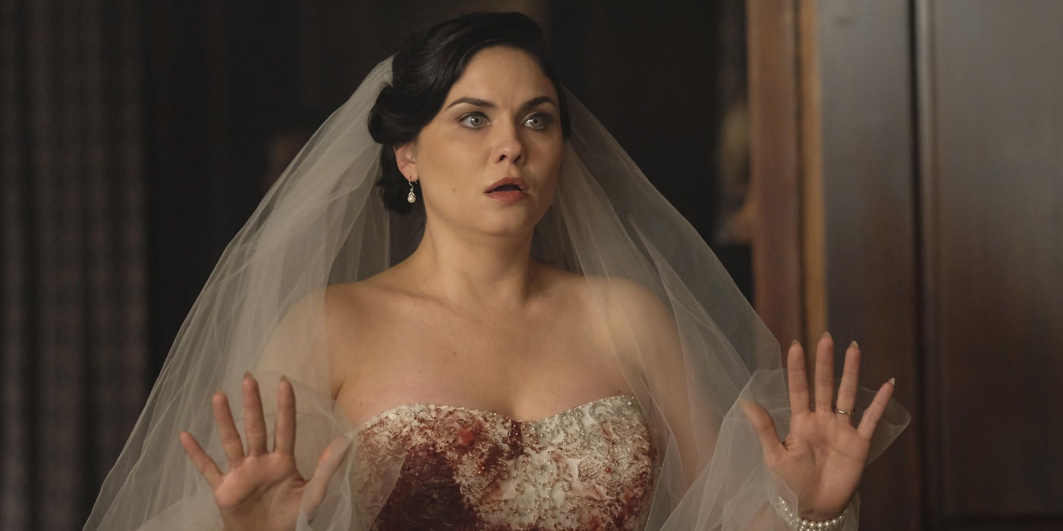 Jo Laughlin in her wedding dress in The Vampire Diaries