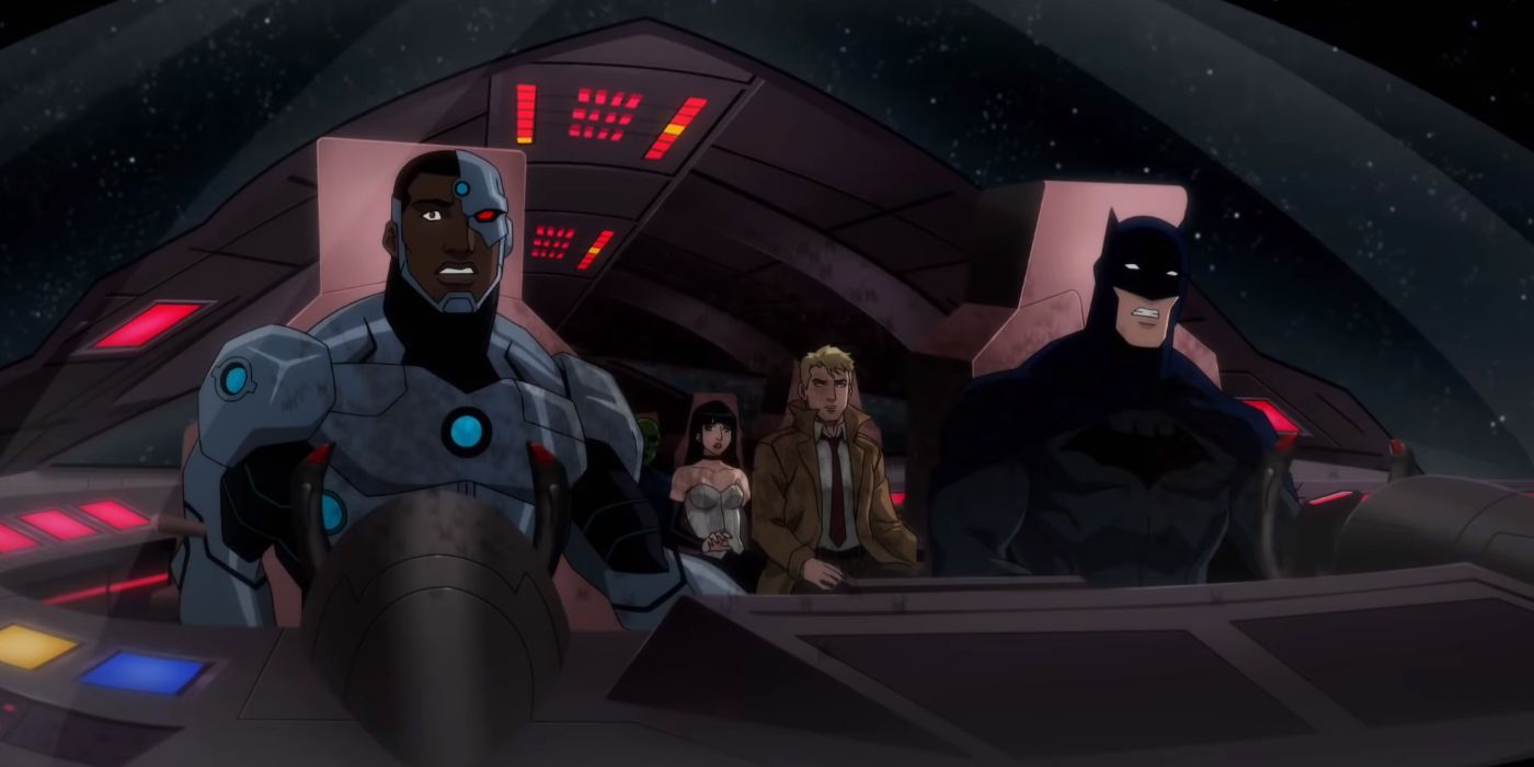 Cyborg and Batman flying into Justice League Dark Apokolips War.