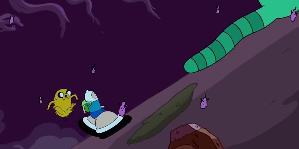 Finn and Jake chase King Worm