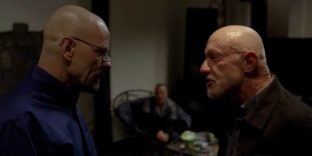 Walt and Mike facing off in Breaking Bad