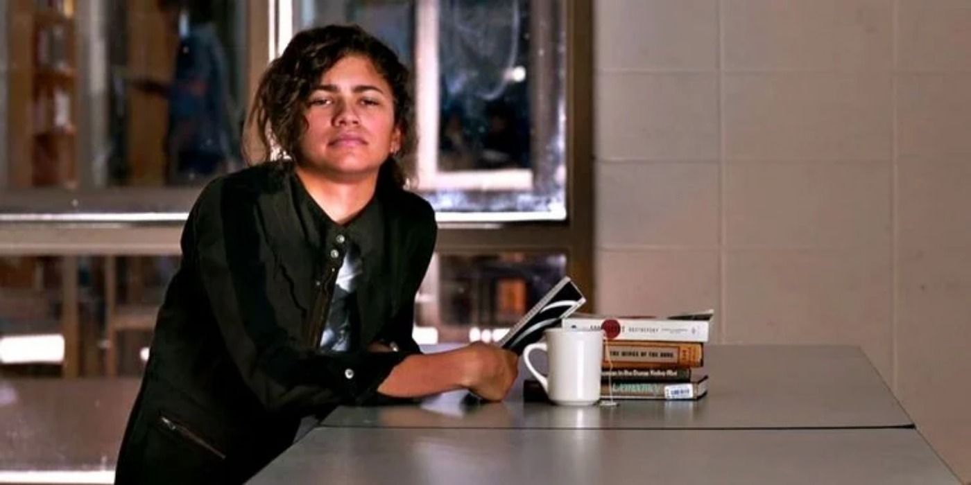 MJ sitting in the cafeteria.