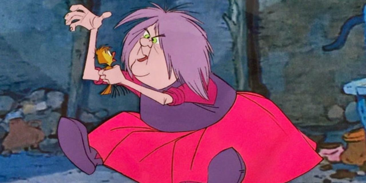 Madam Mim with Arthur in bird form