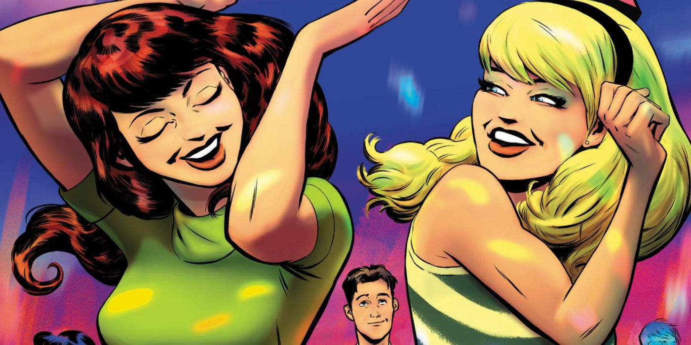 Mary Jane and Gwen Stacy dance in Marvel Comics.