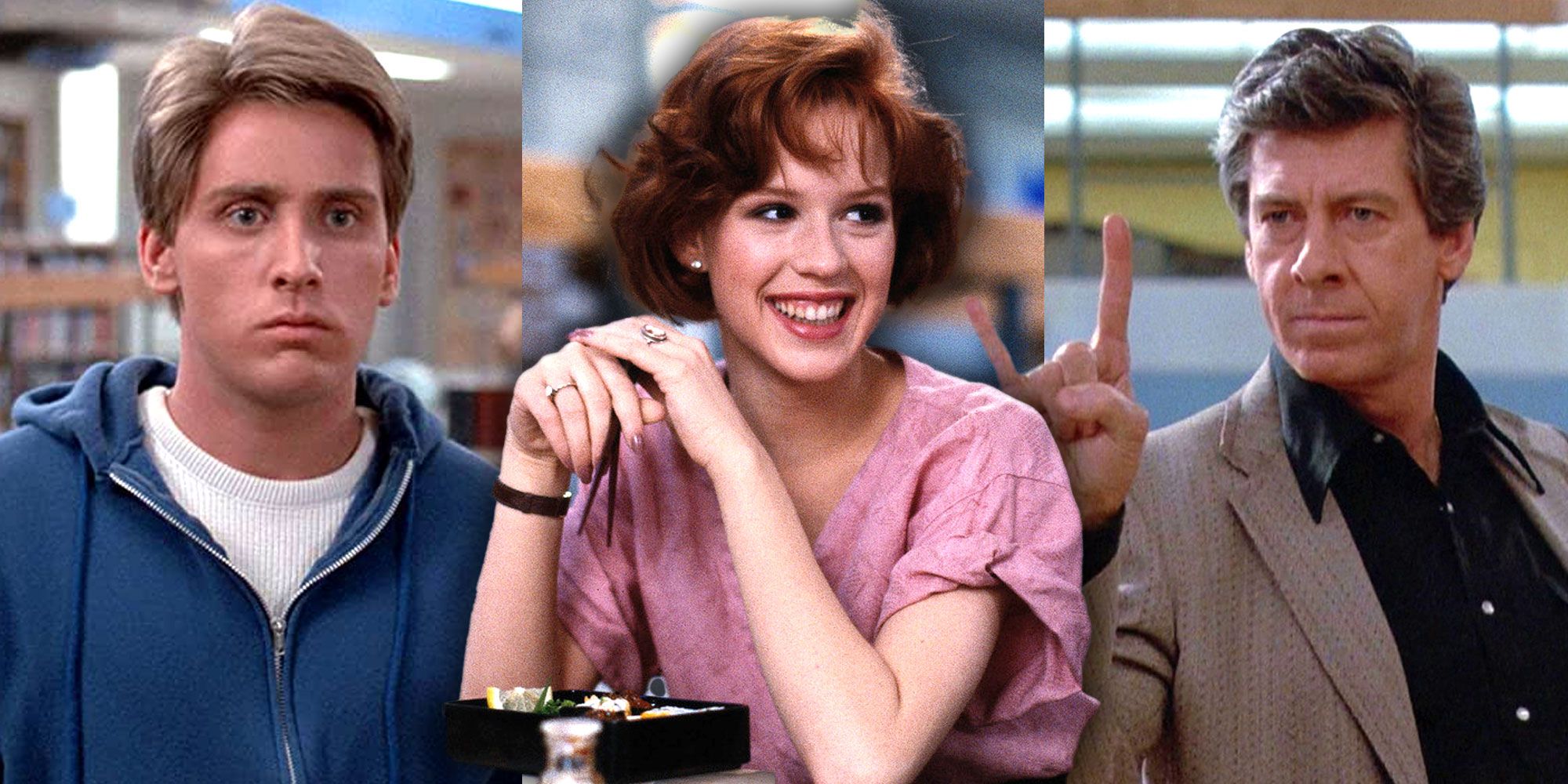 A split image features Andy, Claire, and Vernon in The Breakfast Club