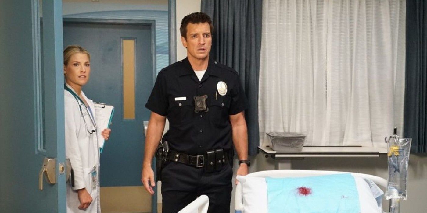 Nathan Fillion looks on in The Rookie 