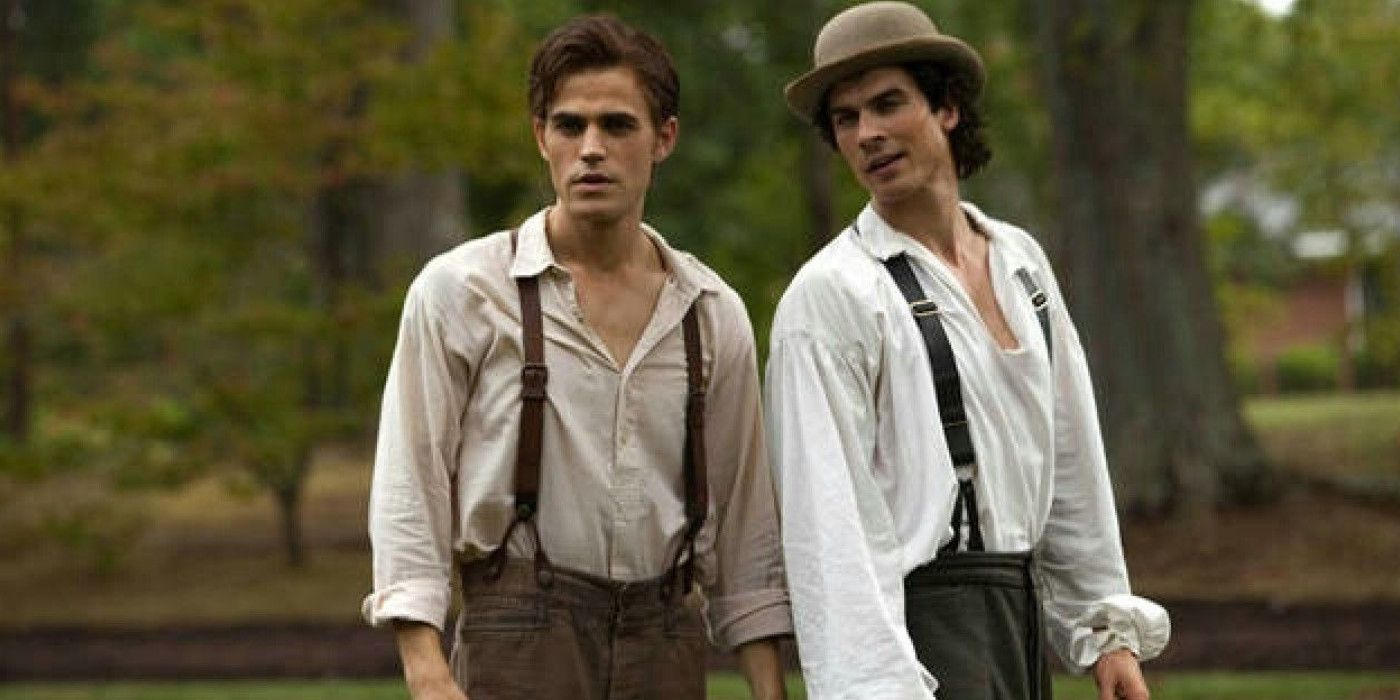 Paul Wesley as Stefan Salvatore and Ian Somerhalder as Damon Salvatore in The Vampire Diaries